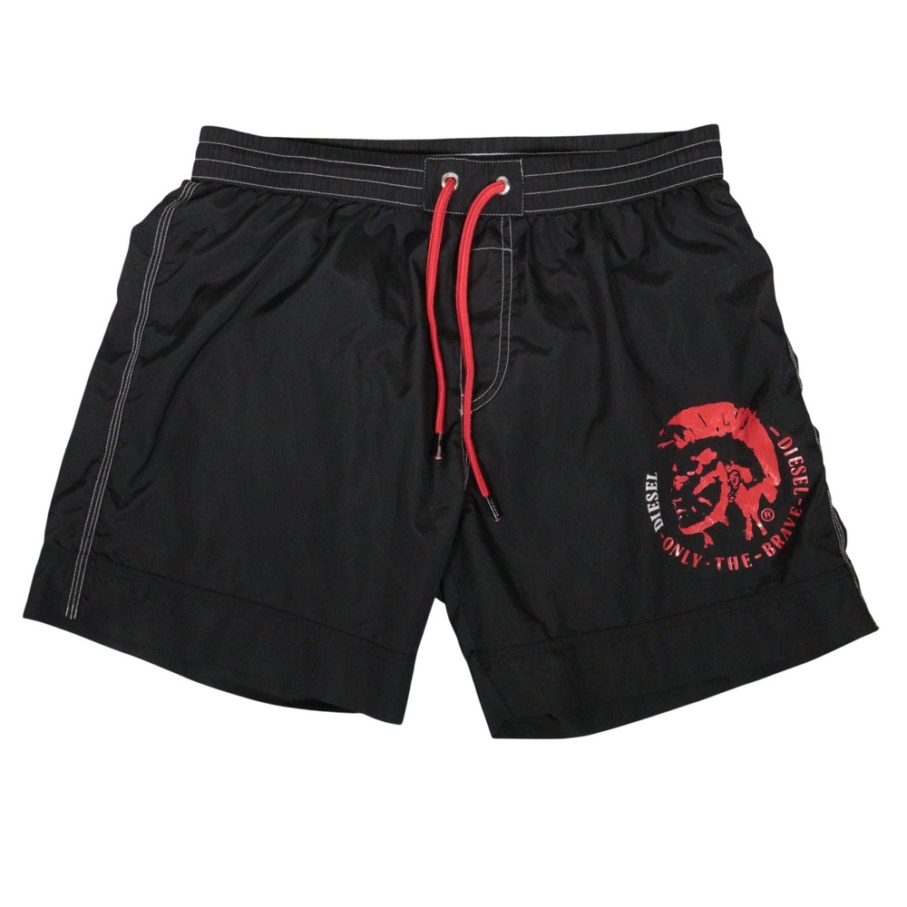 Diesel Swim Board Shorts Only The Brave Logo Mesh Lined Black Men M/L